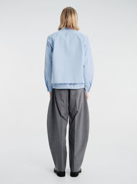 sacai - Poplin Double Shirt in Blue Stripes