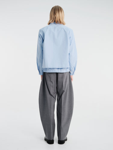 sacai - Poplin Double Shirt in Blue Stripes