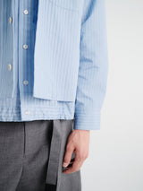 sacai - Poplin Double Shirt in Blue Stripes