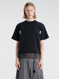 sacai - Cotton Jersey T-Shirt in Navy and Khaki