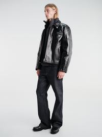 sacai - Leather Puffer Blouson in Black