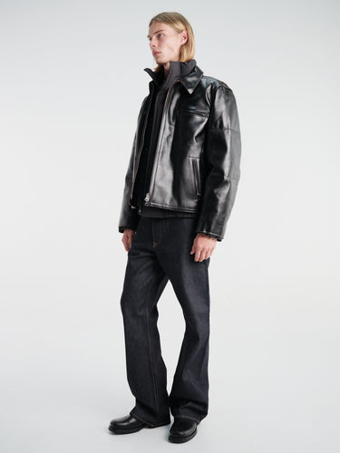 sacai - Leather Puffer Blouson in Black