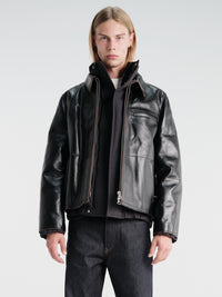sacai - Leather Puffer Blouson in Black
