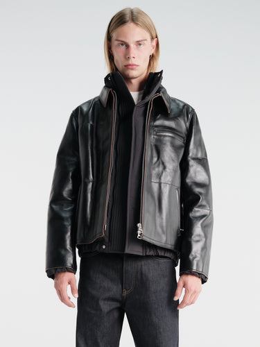 sacai - Leather Puffer Blouson in Black