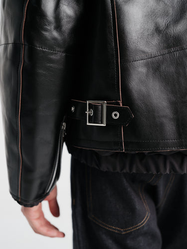 sacai - Leather Puffer Blouson in Black