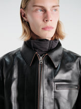 sacai - Leather Puffer Blouson in Black