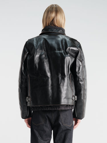 sacai - Leather Puffer Blouson in Black