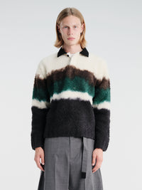 Sacai - Chusen-Dyed Knit Polo Shirt in Black Multi