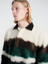 Sacai - Chusen-Dyed Knit Polo Shirt in Black Multi