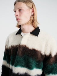 Sacai - Chusen-Dyed Knit Polo Shirt in Black Multi