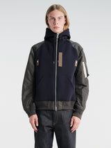sacai - Sponge Sweat Hoodie in Navy×D and Khaki