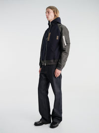 sacai - Sponge Sweat Hoodie in Navy×D and Khaki