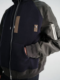 sacai - Sponge Sweat Hoodie in Navy×D and Khaki