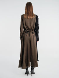 sacai - Crepe Back Satin X Satin Dress in Khaki×Black