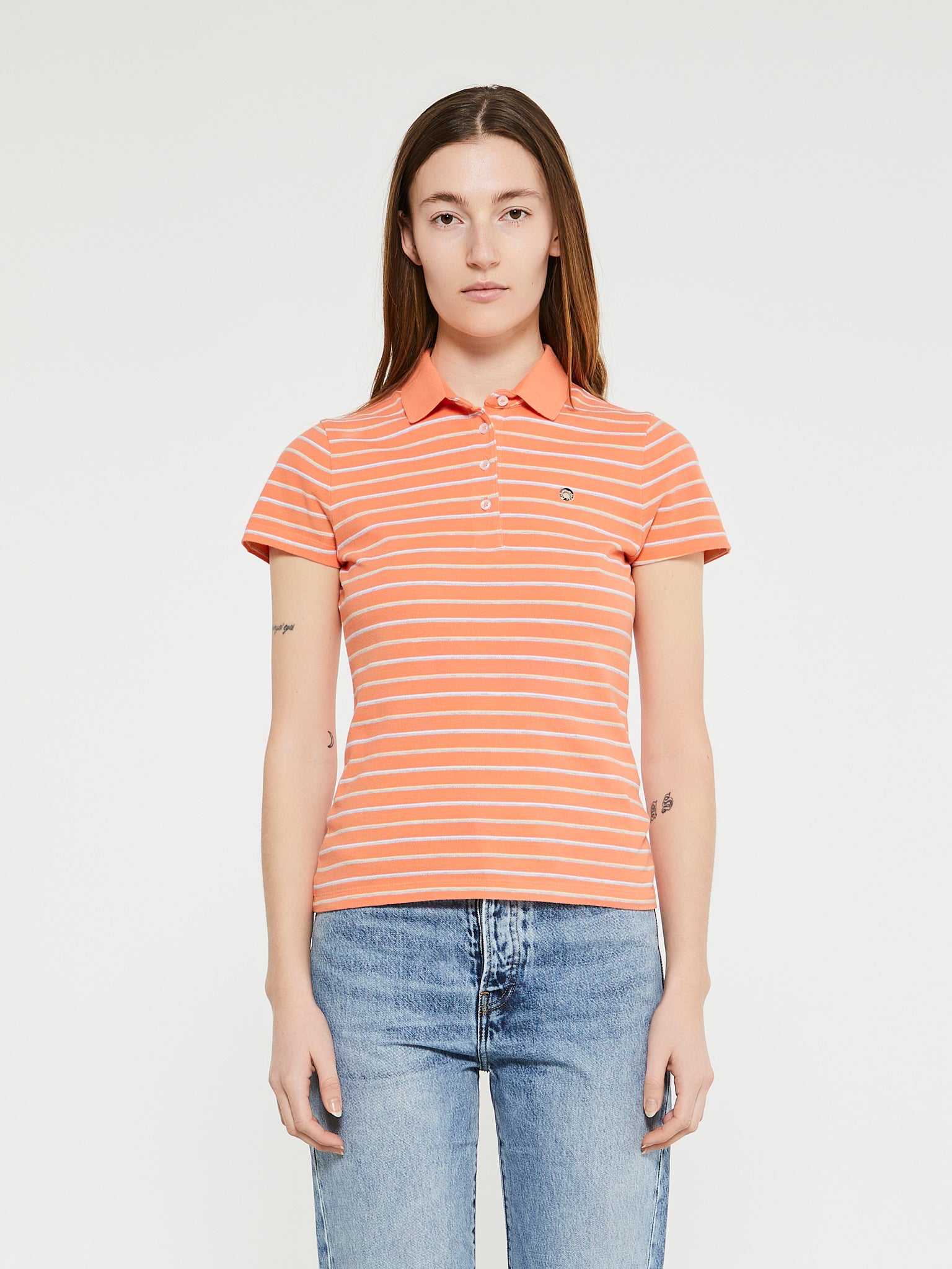 Saks Potts - Venus Polo Shirt in Melon Stripe