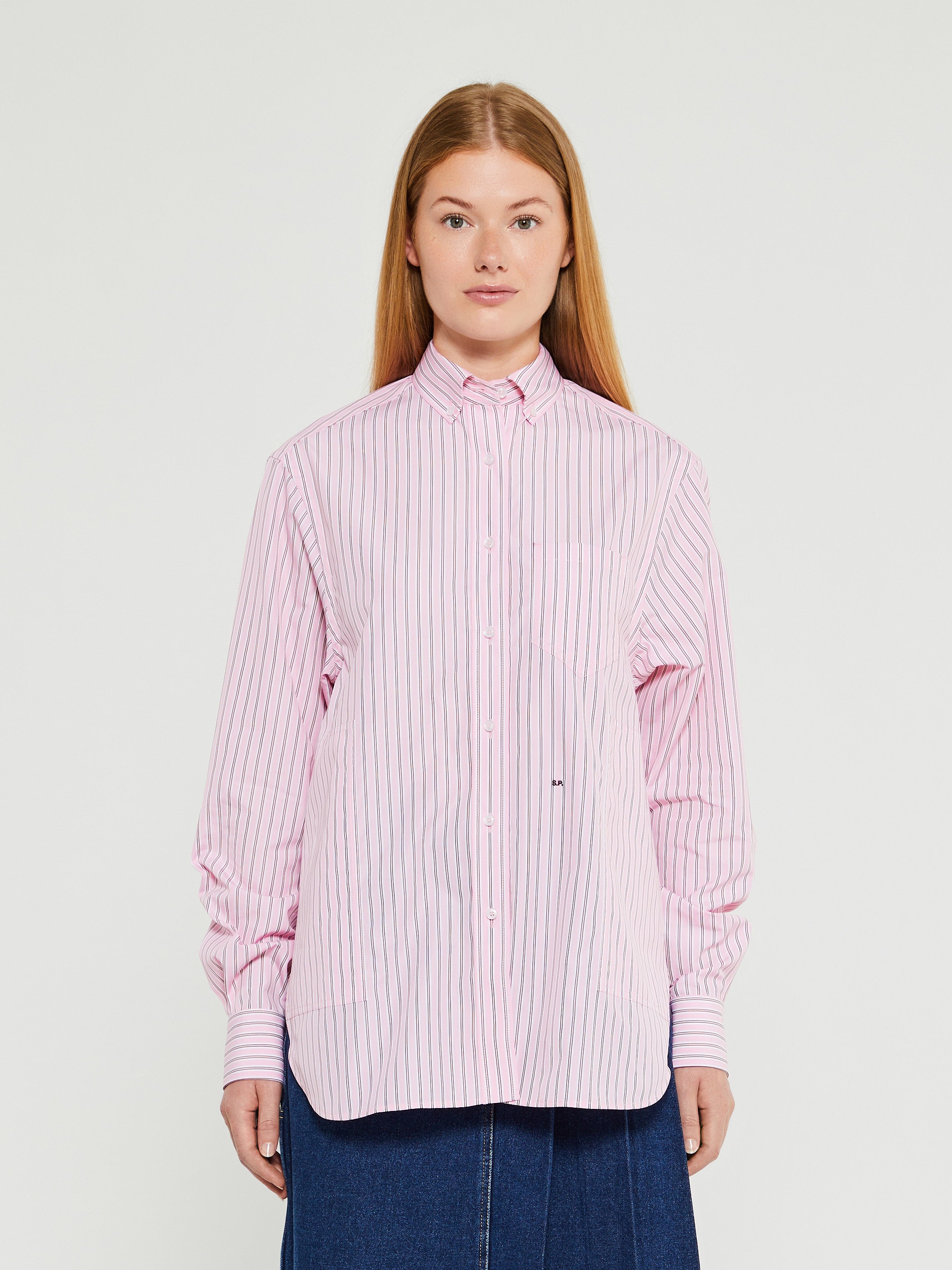 Saks Potts - William Shirt in Berry Stripe