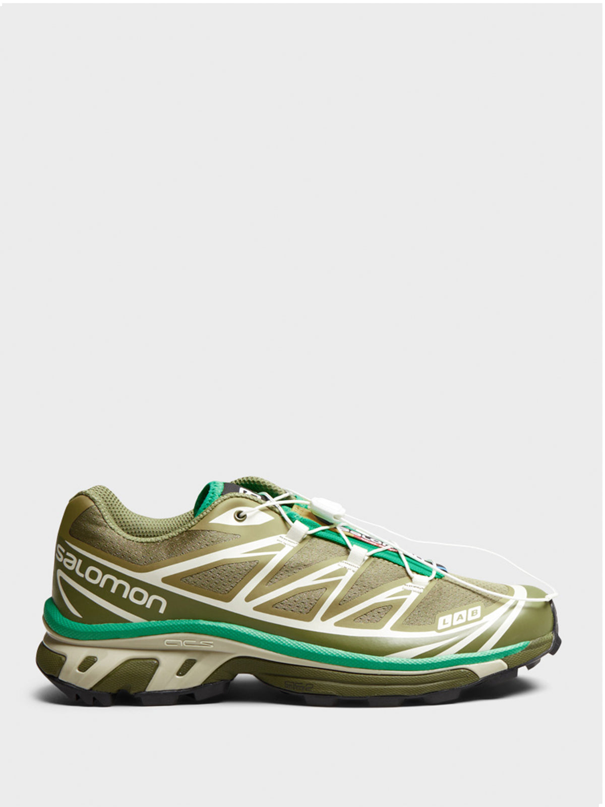 SALOMON - XT-6 Sneakers in Dried Herb, Deep Lichen Green and Bright Green