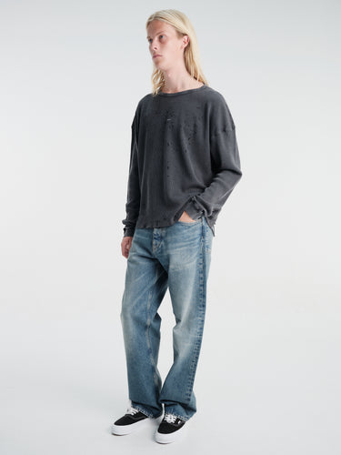 Satisfy - Mothtech™ Waffle Long Tee in Aged Black Sa