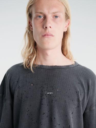 Satisfy - Mothtech™ Waffle Long Tee in Aged Black Sa