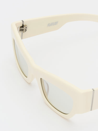 Flatlist - Flatlist x Sunflower Shade 03 Sunglasses in Solid Cream White and Transparent Grey Lens