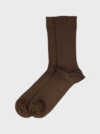 Mrs. Hosiery - Mrs. Silky Fine Ribbed Socks in Coffee
