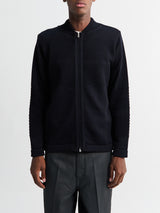 S.N.S. Herning - Fisherman III Full Zip Sweater in Navy Blue