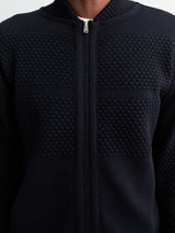 S.N.S. Herning - Fisherman III Full Zip Sweater in Navy Blue