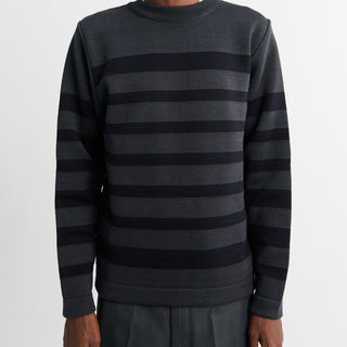 S.N.S. Herning - Given III Crew Neck Sweater in Molten Grey and Navy Blue