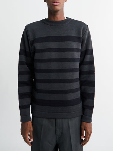 S.N.S. Herning - Given III Crew Neck Sweater in Molten Grey and Navy Blue