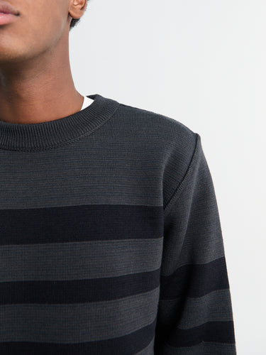 S.N.S. Herning - Given III Crew Neck Sweater in Molten Grey and Navy Blue