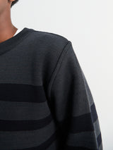 S.N.S. Herning - Given III Crew Neck Sweater in Molten Grey and Navy Blue