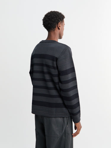 S.N.S. Herning - Given III Crew Neck Sweater in Molten Grey and Navy Blue