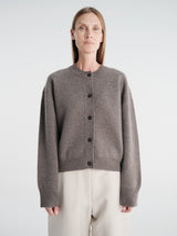 Studio Nicholson - Arvine Snw - 1901 Row Knitwear - Crew Neck Cardigan in Mouse