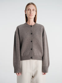 Studio Nicholson - Arvine Snw - 1901 Row Knitwear - Crew Neck Cardigan in Mouse