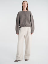 Studio Nicholson - Arvine Snw - 1901 Row Knitwear - Crew Neck Cardigan in Mouse