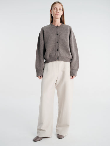 Studio Nicholson - Arvine Snw - 1901 Row Knitwear - Crew Neck Cardigan in Mouse