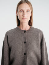 Studio Nicholson - Arvine Snw - 1901 Row Knitwear - Crew Neck Cardigan in Mouse
