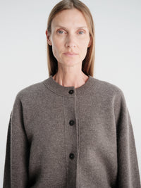 Studio Nicholson - Arvine Snw - 1901 Row Knitwear - Crew Neck Cardigan in Mouse
