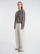 Studio Nicholson - Arvine Snw - 1901 Row Knitwear - Crew Neck Cardigan in Mouse