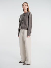 Studio Nicholson - Arvine Snw - 1901 Row Knitwear - Crew Neck Cardigan in Mouse