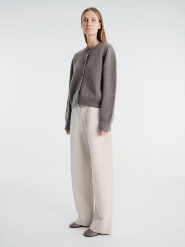 Studio Nicholson - Arvine Snw - 1901 Row Knitwear - Crew Neck Cardigan in Mouse