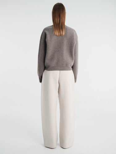 Studio Nicholson - Arvine Snw - 1901 Row Knitwear - Crew Neck Cardigan in Mouse