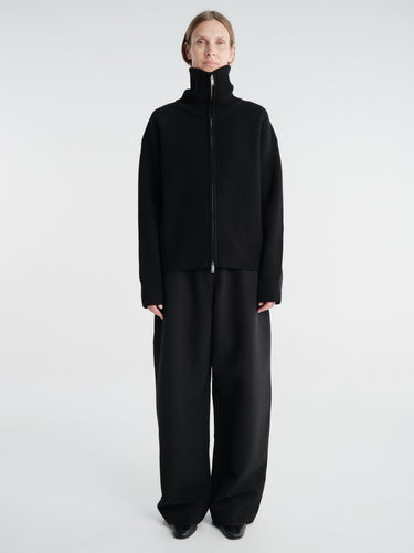 Studio Nicholson - Sandos Sn - 1497 Row Knitwear - Rib Zip Though Jumper in Black