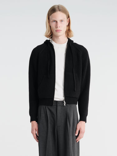 Dunst - Unisex Hooded Knit Cardigan in Black