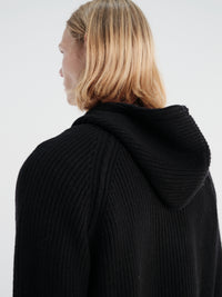 Dunst - Unisex Hooded Knit Cardigan in Black