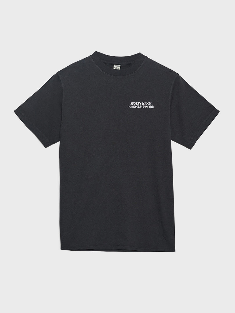 Sporty & Rich - New Drink More Water T-Shirt in Faded Black