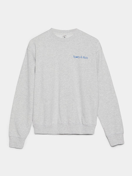 LA Racquet Club Crewneck in Heather Gray and Steel Blue