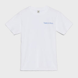 Sporty & Rich - LA Racquet Club T-Shirt in White and Steel Blue
