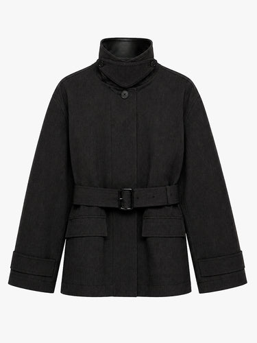 Studio Nicholson - Lurie Snw - 1902 Jackets - Belted Cropped Jacket in Brown Marl