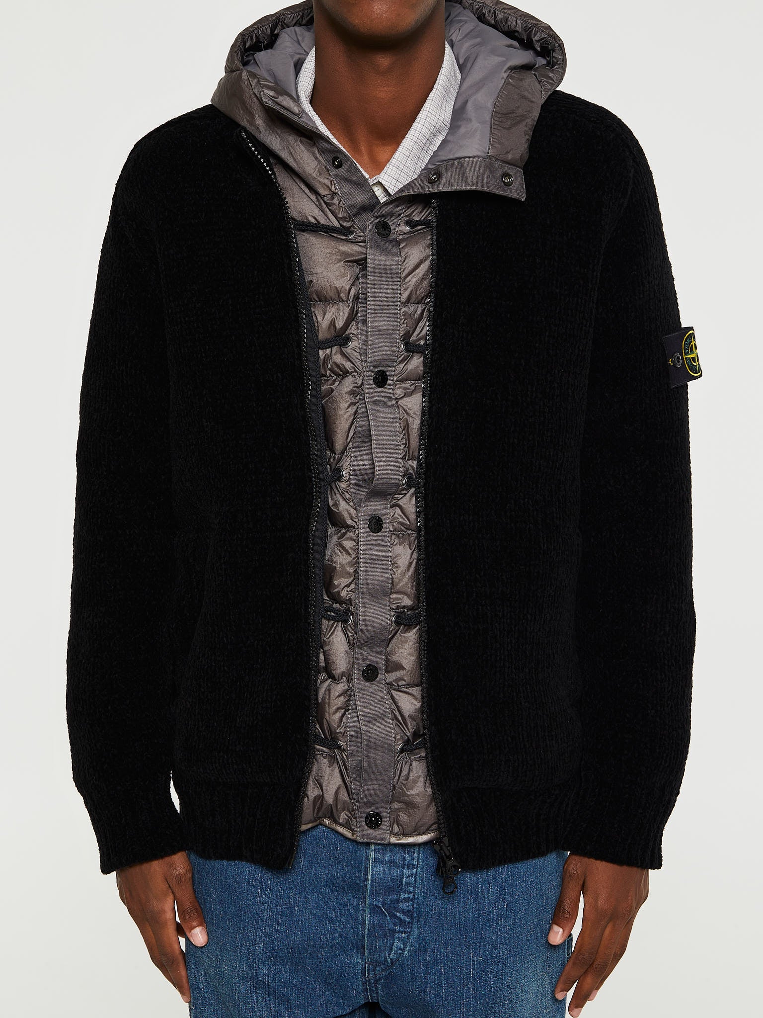 Stone Island - 559A9 Maglia C/INT Staccabile Piuma RDS Knit in Black